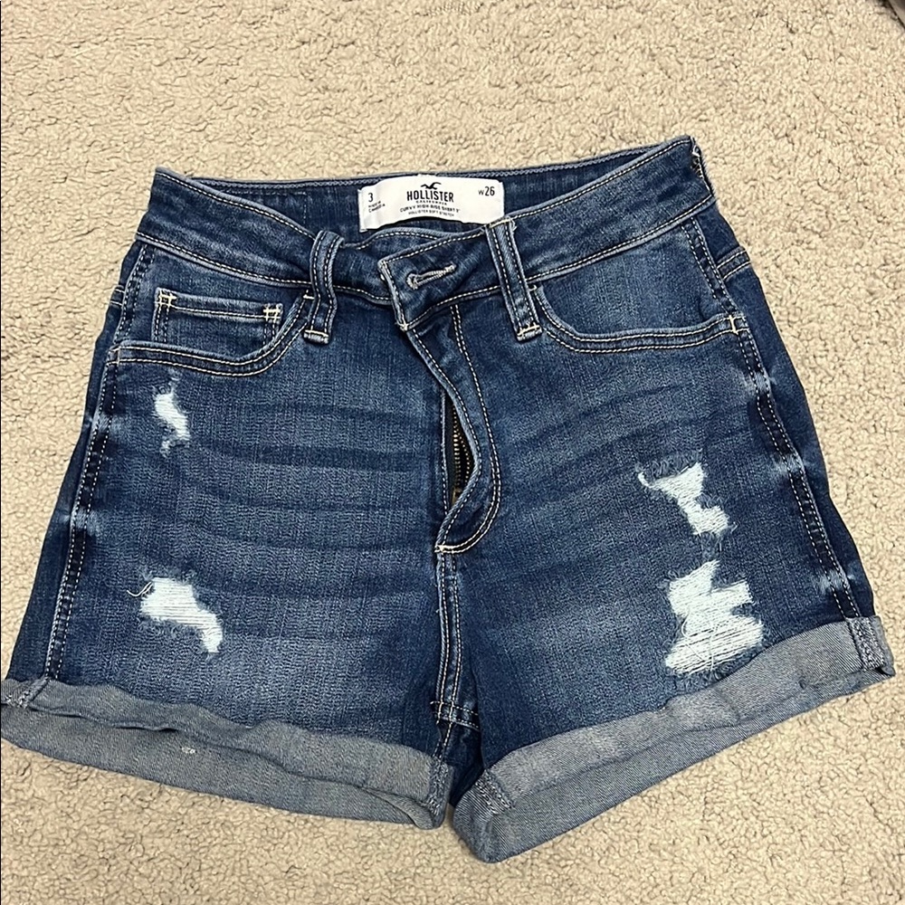 Hollister Blue Jean Shorts with Distressed Detailing